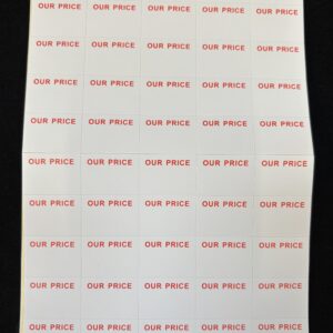 Our Price (red) self-adhesive stickers, labels for jewellery displays