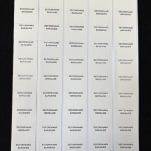 Secondhand Bargains self-adhesive stickers, labels for jewellery displays