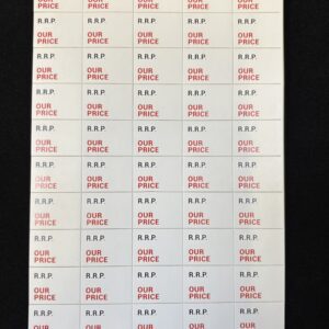 RRP/Our price self-adhesive stickers, labels for jewellery displays