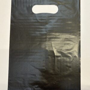 Quality Carrier bags in black gold dot pattern.