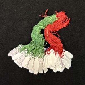 White card silk string tags 22mm x 7mm