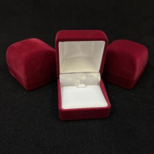 Elegant Flocked Dome topped Earring box in Burgundy, 50x52x42mm.