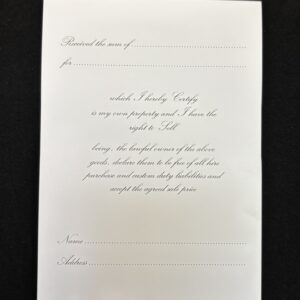 Jewellers Right to Sell form Pads  125mm x 172mm