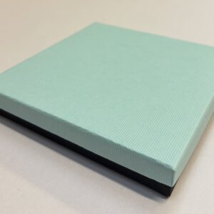 Quality Cardboard Collarette box, Turquoise lid with black base with black inserts.